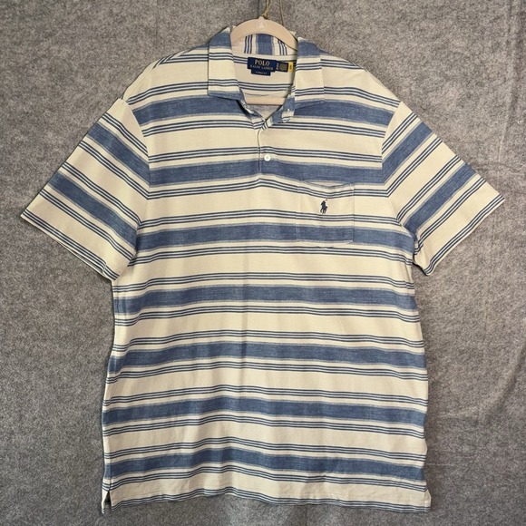 Polo Ralph Lauren Other - Polo Ralph‎ Lauren Polo Shirt Mens XL Blue Striped Classic Fit Short Sleeve Pony